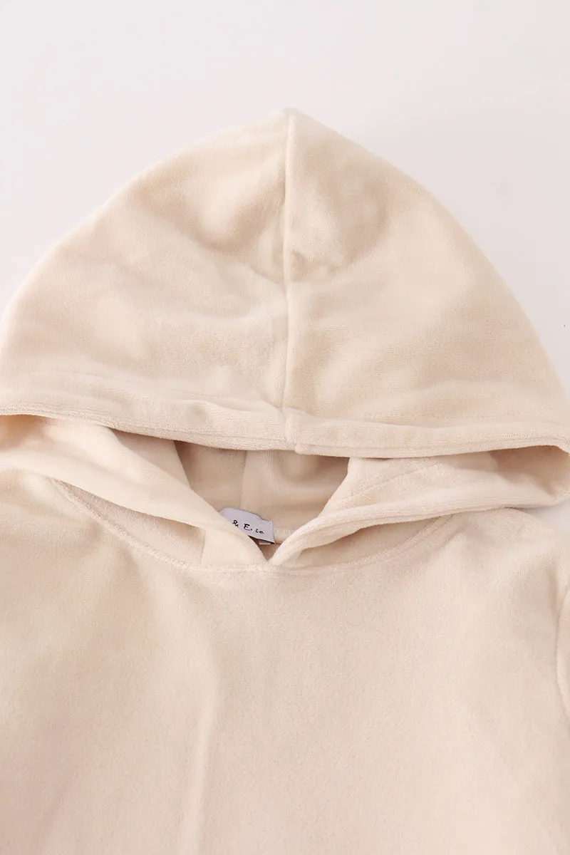 Cream Velvet Boy Hoodie Set