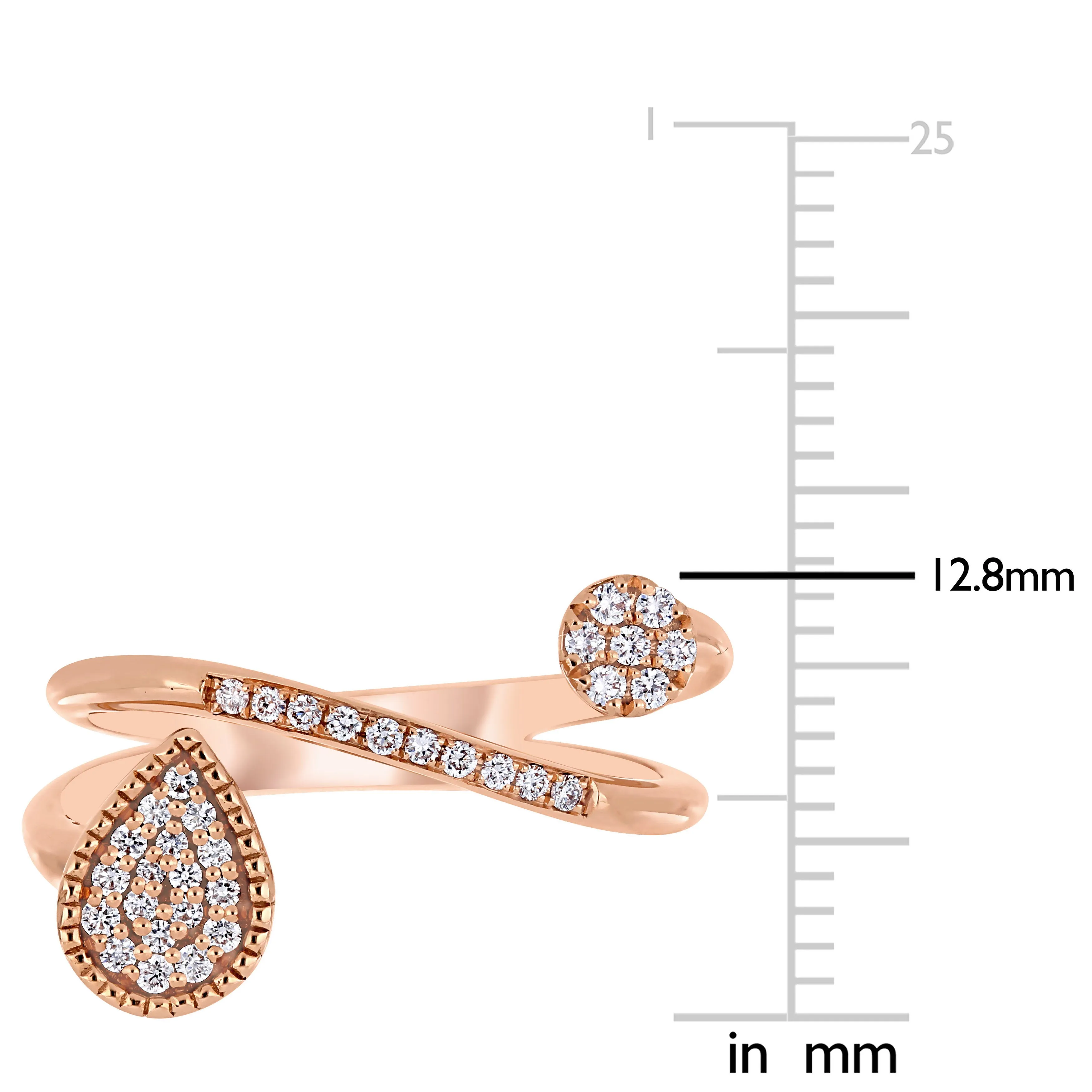 Crossover Cluster Diamond 14K Rose Gold Ring
