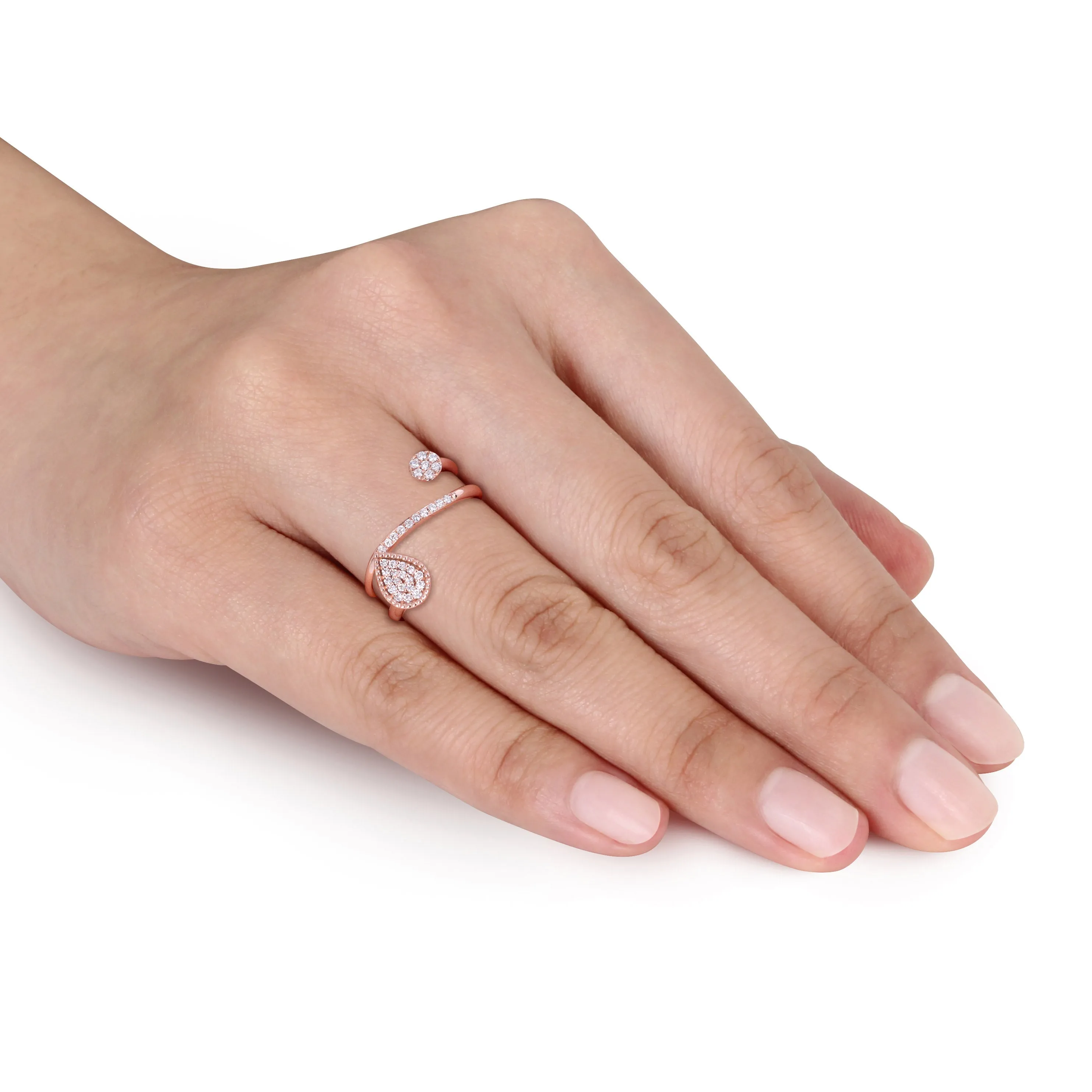 Crossover Cluster Diamond 14K Rose Gold Ring