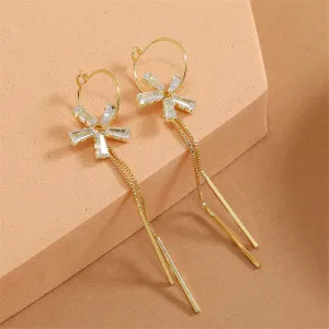 Crystal & 18K Gold-Plated Flower Bar Tassel Drop Earrings