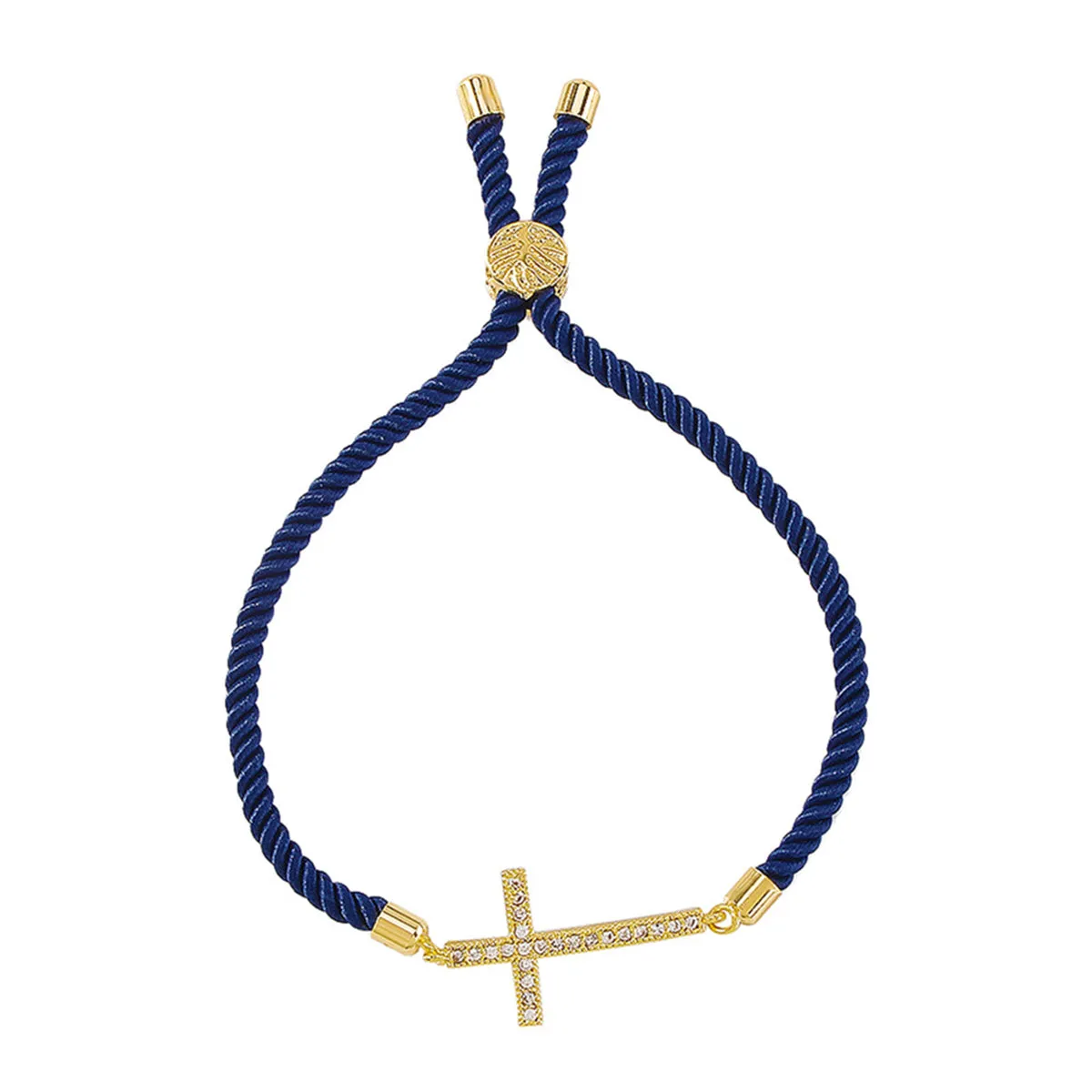 Cubic Zirconia & 18K Gold-Plated Cross Charm Bracelet