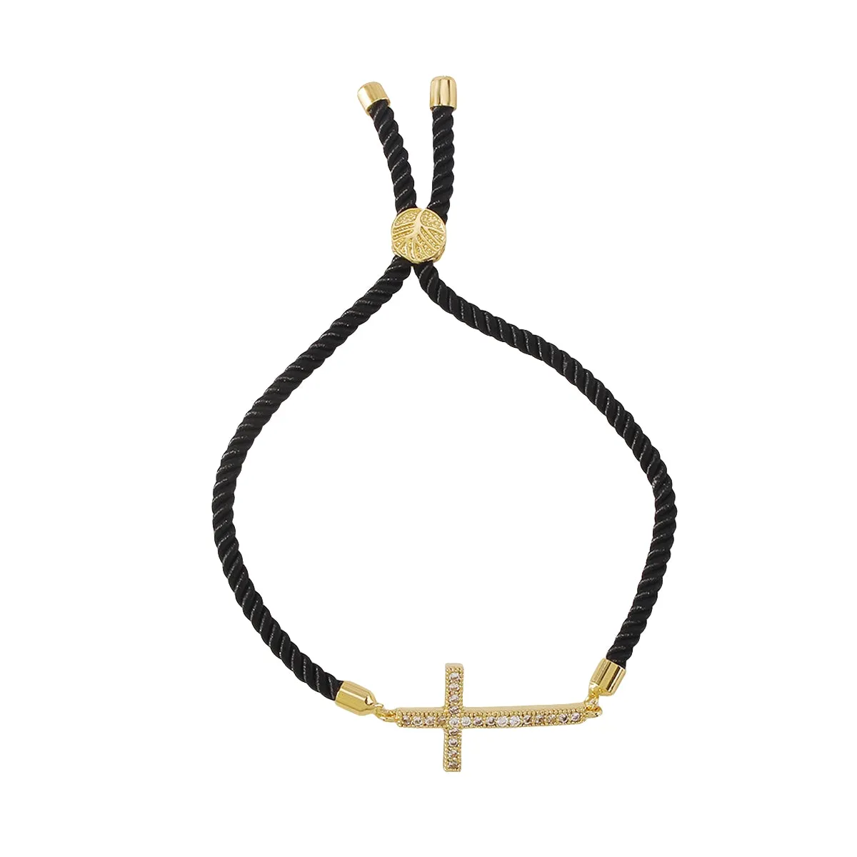Cubic Zirconia & 18K Gold-Plated Cross Charm Bracelet