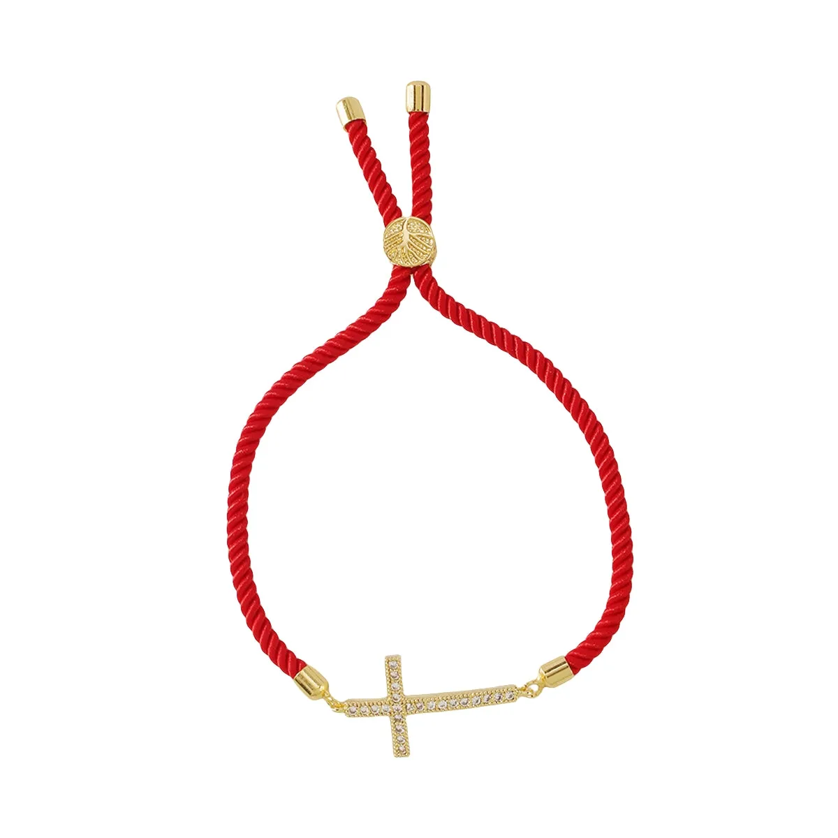 Cubic Zirconia & 18K Gold-Plated Cross Charm Bracelet
