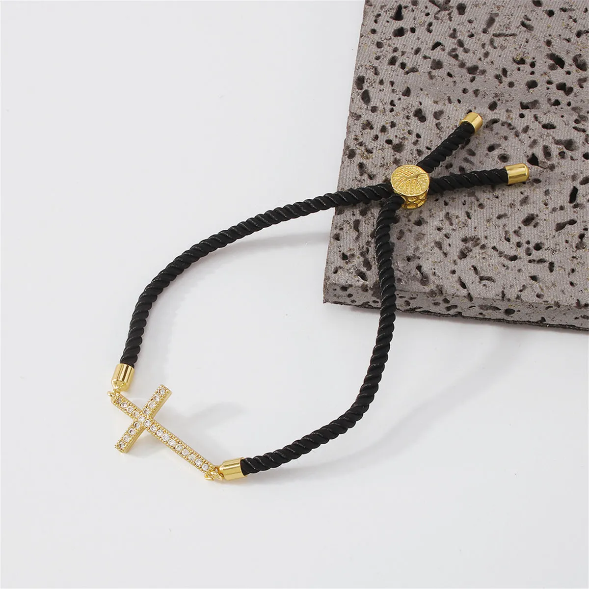 Cubic Zirconia & 18K Gold-Plated Cross Charm Bracelet