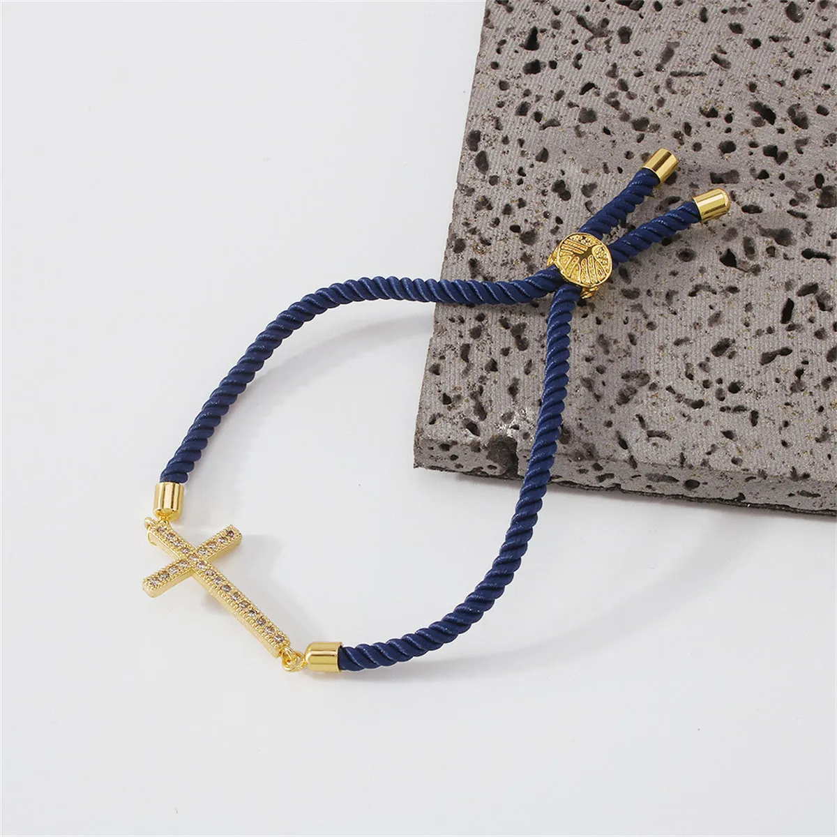 Cubic Zirconia & 18K Gold-Plated Cross Charm Bracelet
