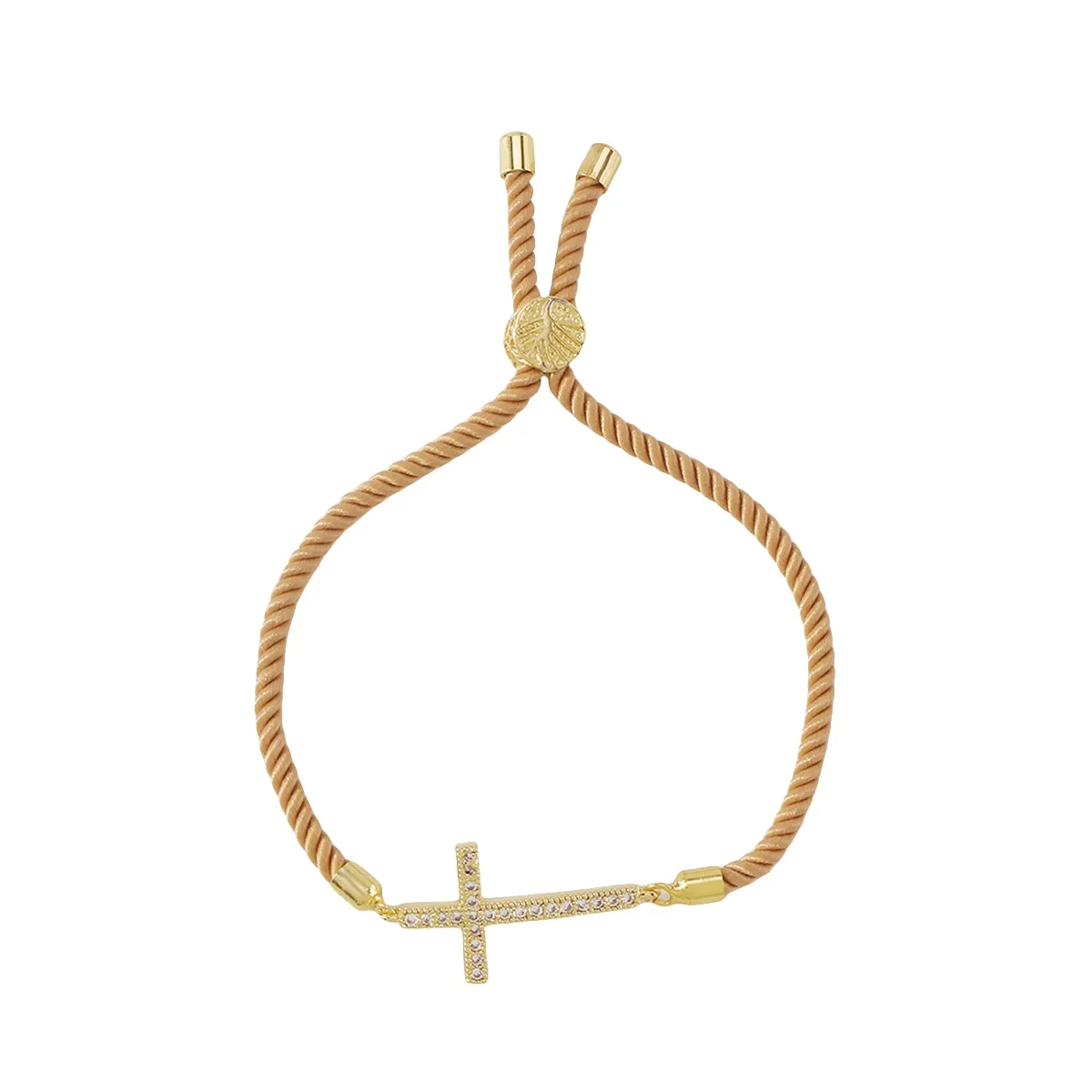 Cubic Zirconia & 18K Gold-Plated Cross Charm Bracelet