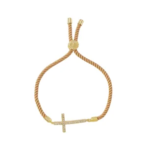 Cubic Zirconia & 18K Gold-Plated Cross Charm Bracelet