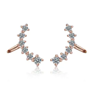 Cubic Zirconia & 18K Rose Gold-Plated Ear Climbers