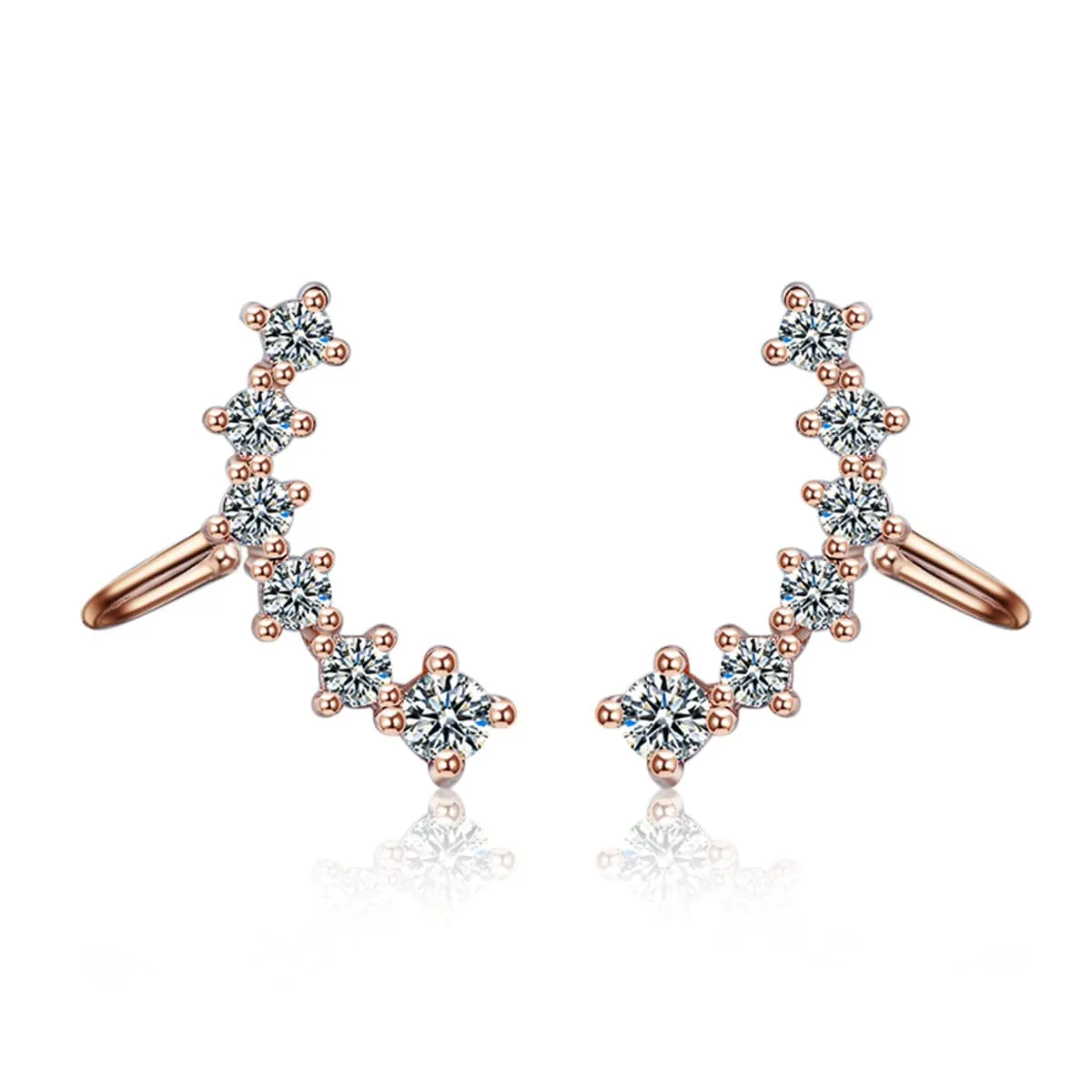 Cubic Zirconia & 18K Rose Gold-Plated Ear Climbers