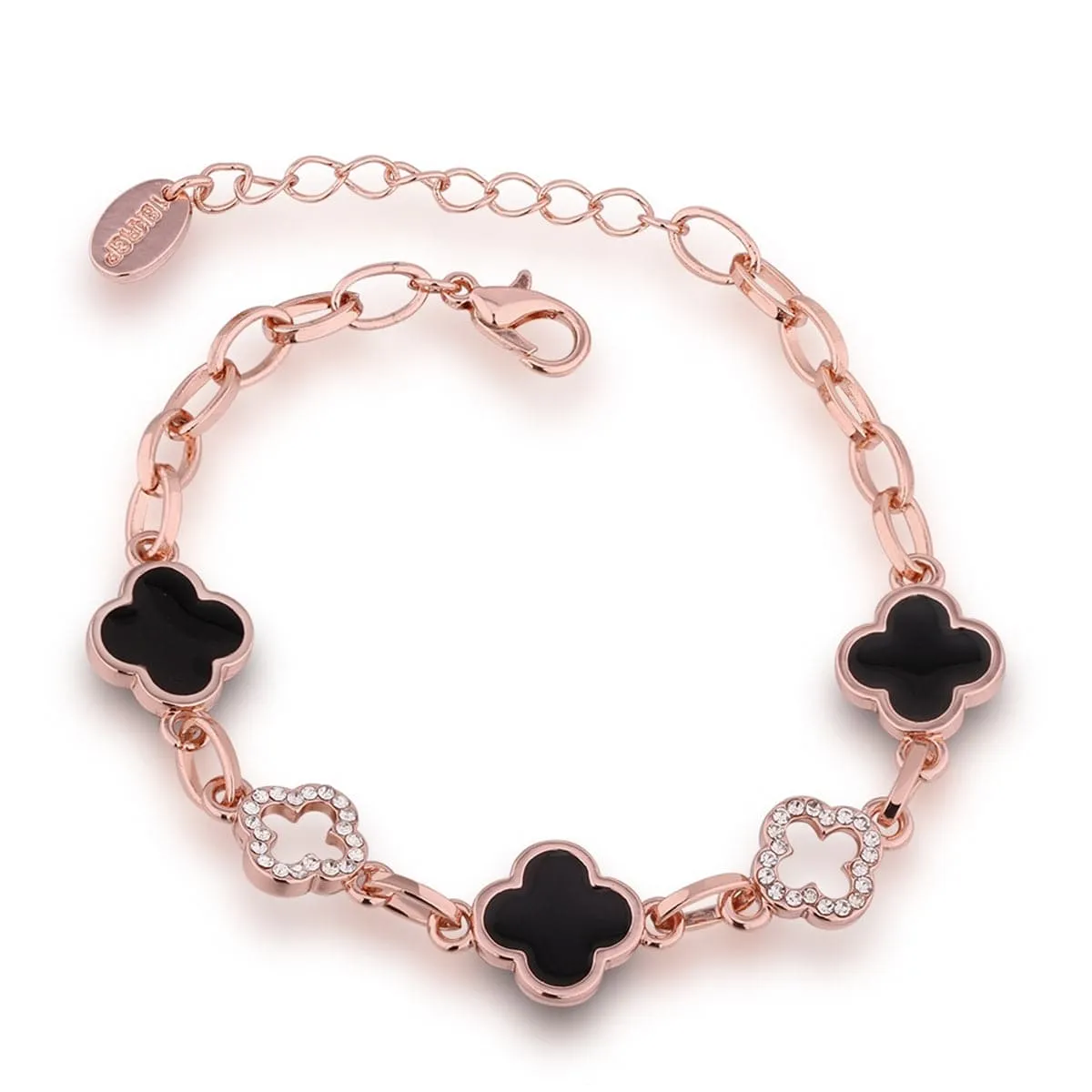Cubic Zirconia & 18K Rose Gold-Plated Lattice Station Bracelet