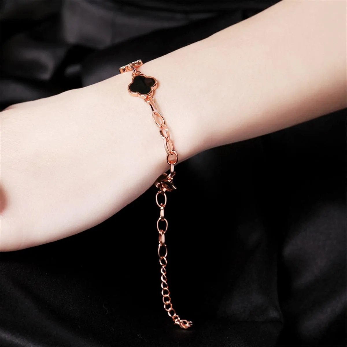 Cubic Zirconia & 18K Rose Gold-Plated Lattice Station Bracelet