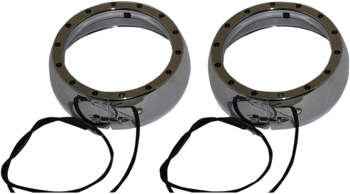 Custom Dynamics CDTB-45TR-3B Passing Lamp Trim Rings with White DRL and LED Turn Signals - Black
