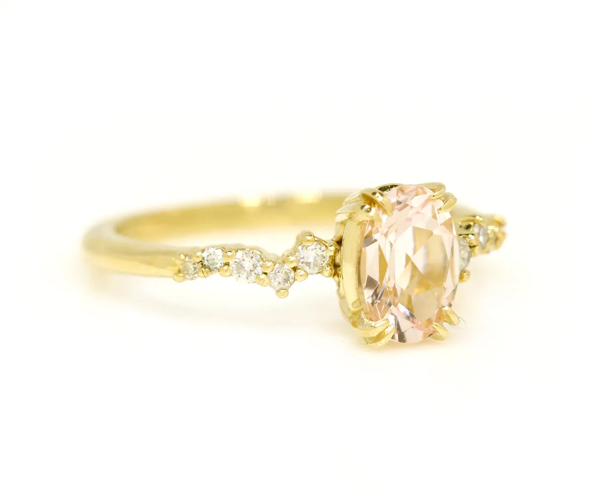 Dainty Topaz Staggered Diamond Engagement Ring