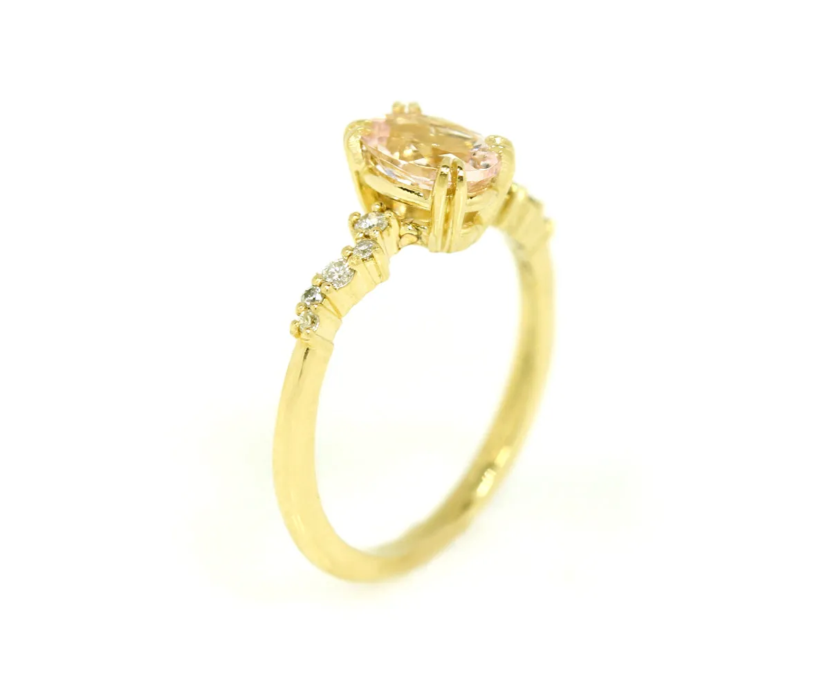 Dainty Topaz Staggered Diamond Engagement Ring