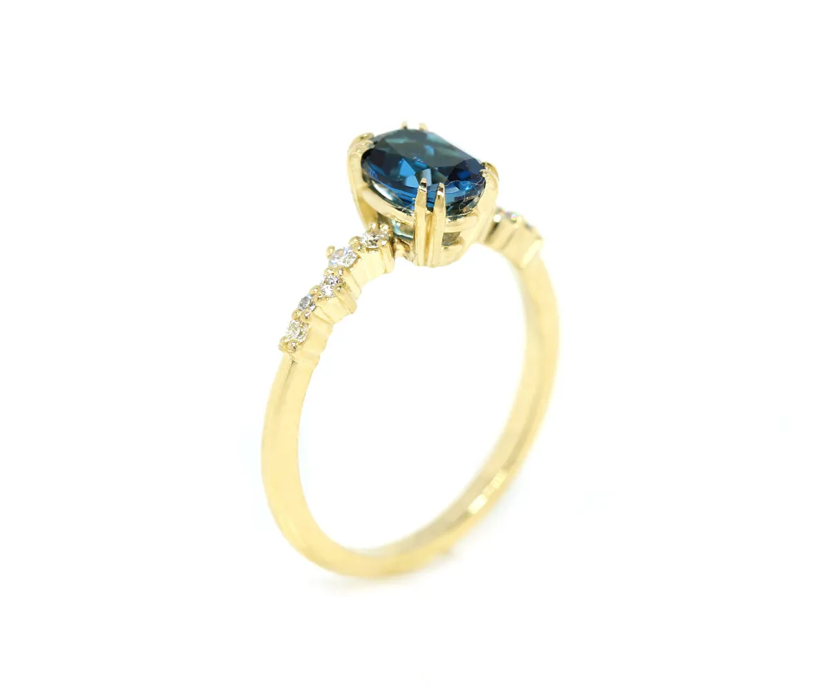 Dainty Topaz Staggered Diamond Engagement Ring