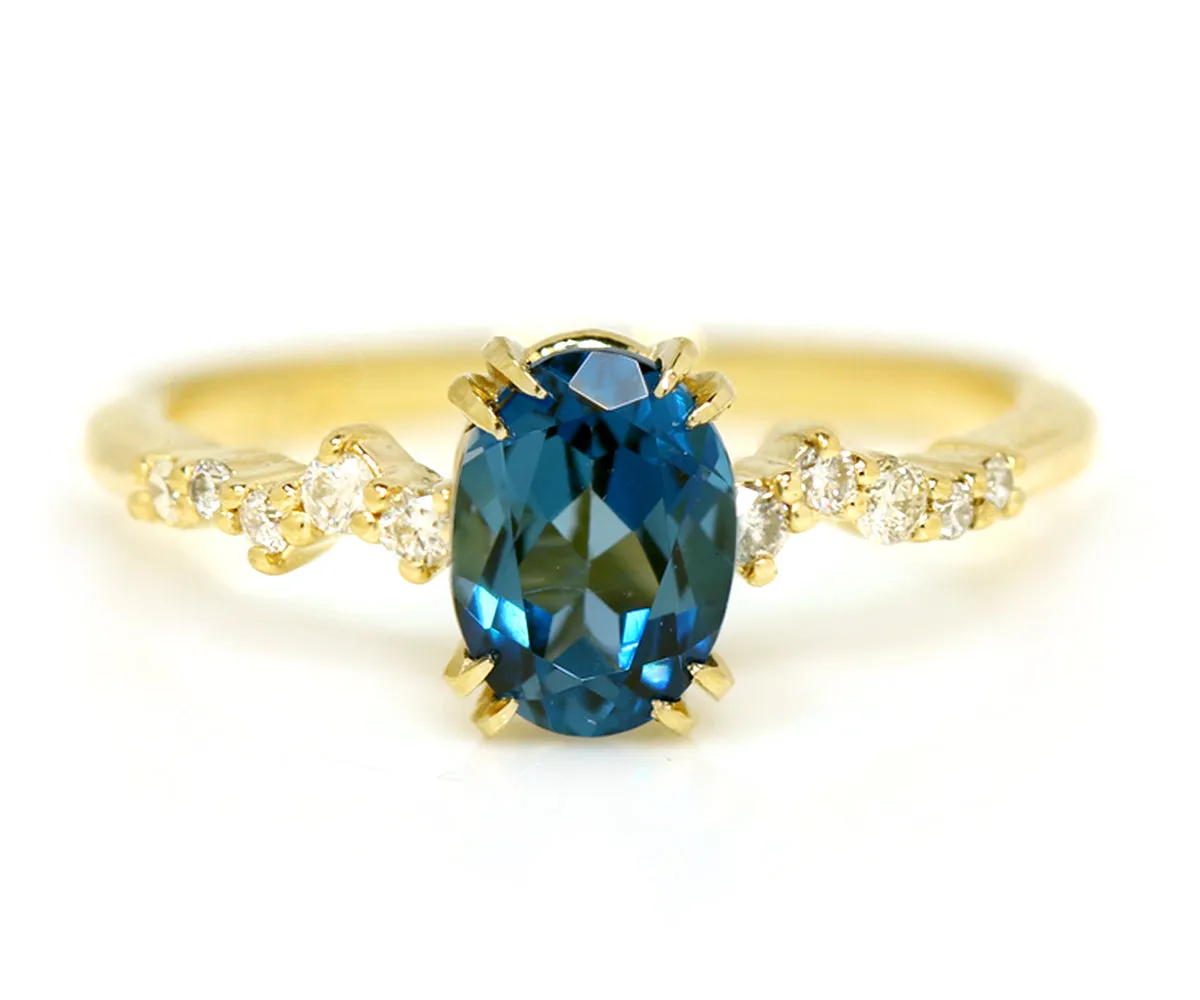 Dainty Topaz Staggered Diamond Engagement Ring