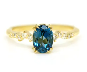 Dainty Topaz Staggered Diamond Engagement Ring