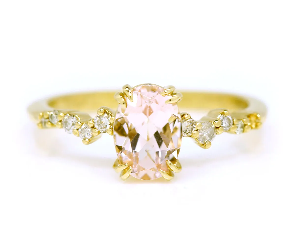 Dainty Topaz Staggered Diamond Engagement Ring