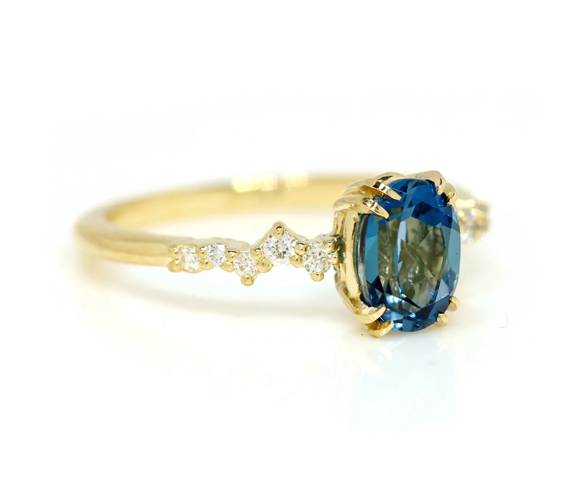 Dainty Topaz Staggered Diamond Engagement Ring