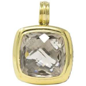 David Yurman Smoky Quartz Sterling Silver 18 Karat Gold Pendant