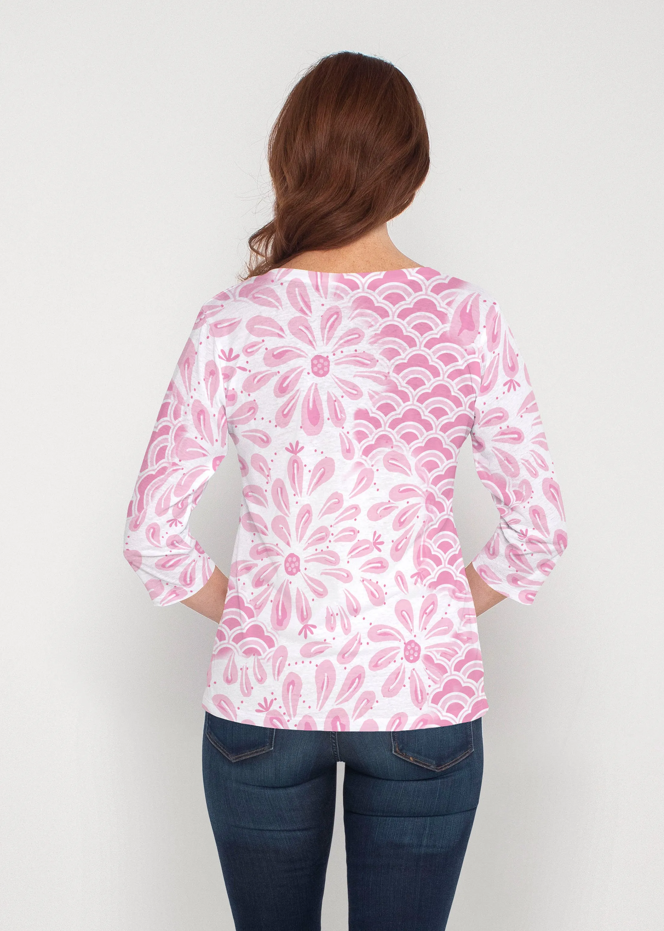 Daybreak Pink (8073) ~ Signature 3/4 Sleeve V-Neck Top