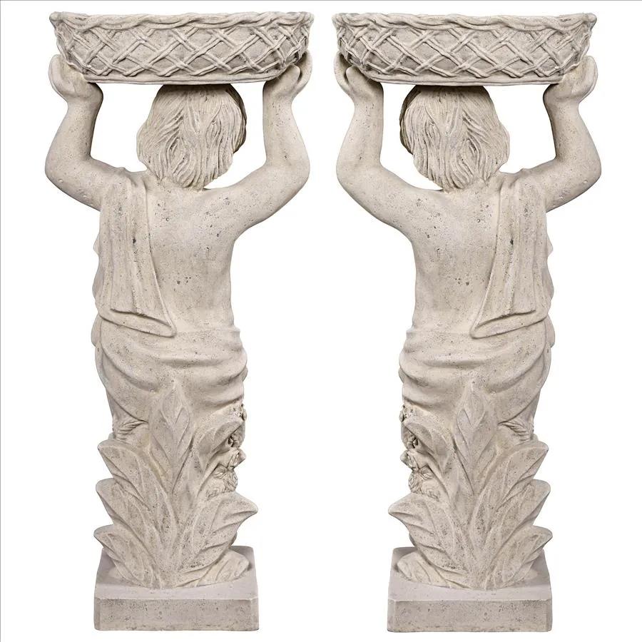 Design Toscano- Young Bacchus with Basket Planters Garden Statues: Set of Two
