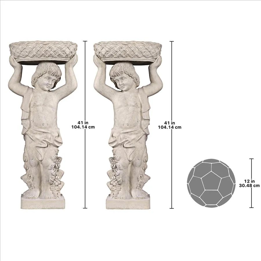 Design Toscano- Young Bacchus with Basket Planters Garden Statues: Set of Two