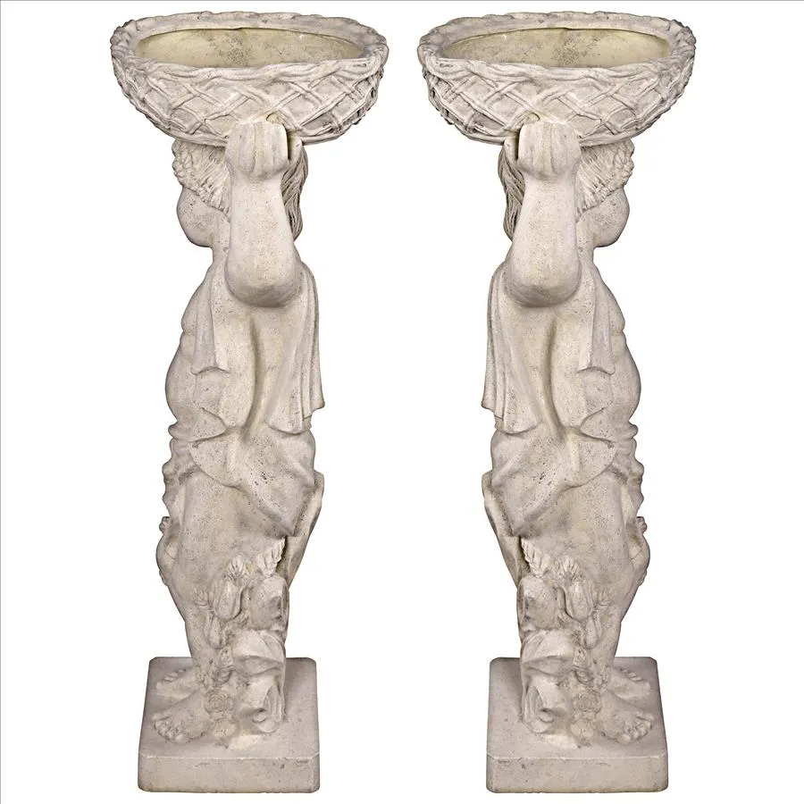 Design Toscano- Young Bacchus with Basket Planters Garden Statues: Set of Two