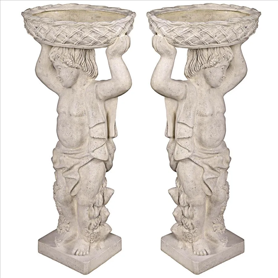 Design Toscano- Young Bacchus with Basket Planters Garden Statues: Set of Two