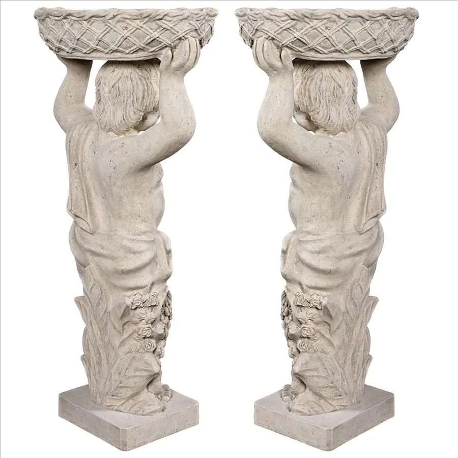 Design Toscano- Young Bacchus with Basket Planters Garden Statues: Set of Two