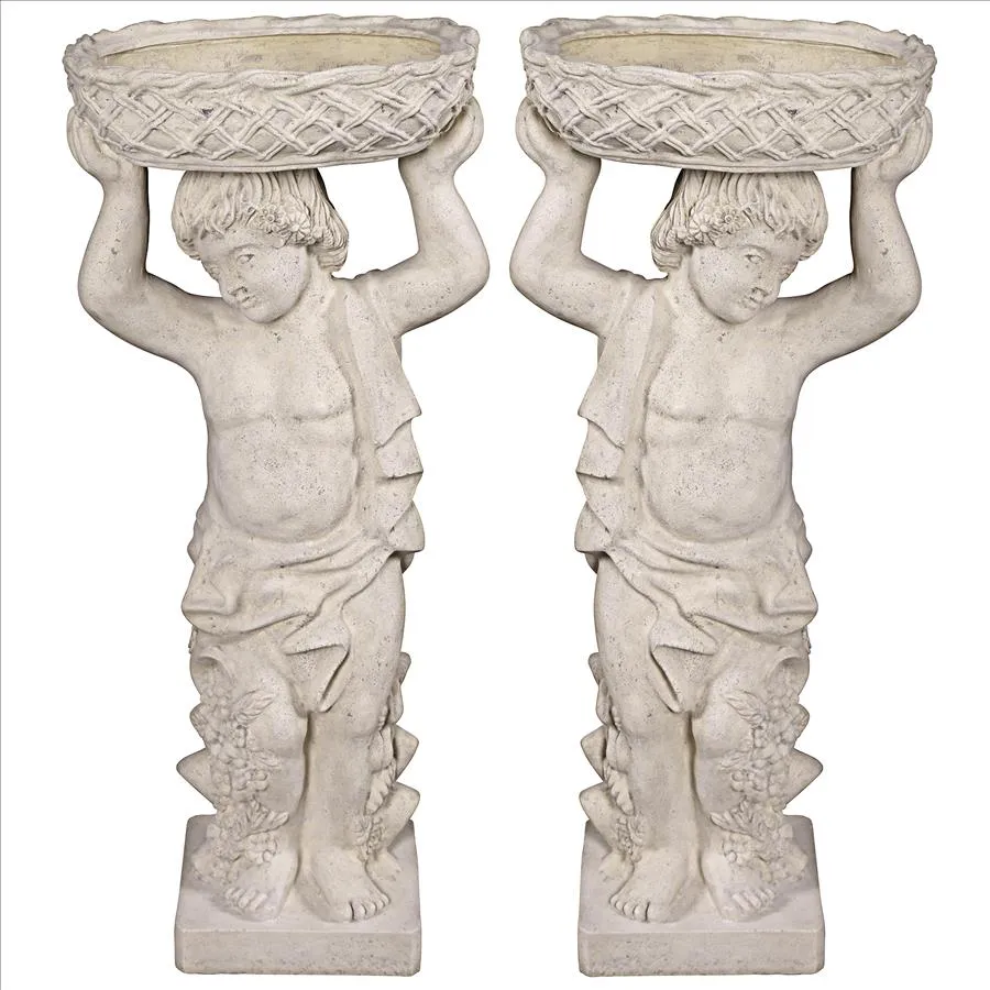 Design Toscano- Young Bacchus with Basket Planters Garden Statues: Set of Two