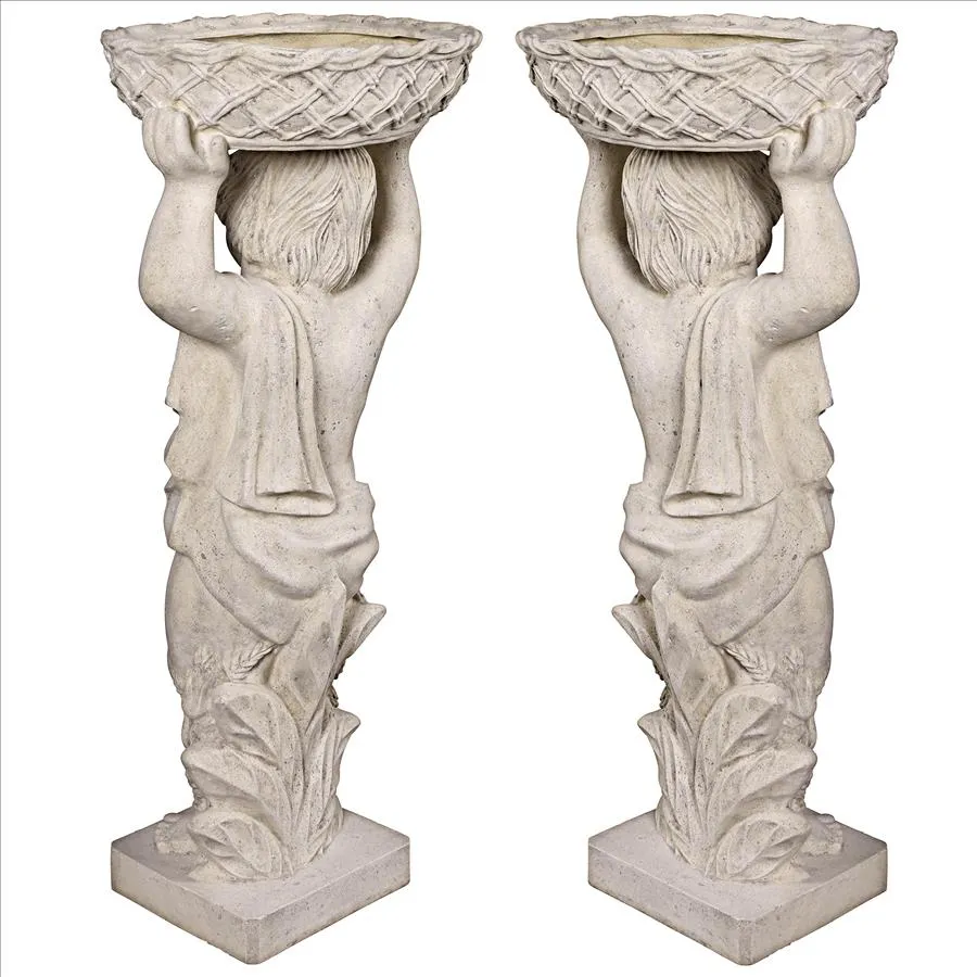 Design Toscano- Young Bacchus with Basket Planters Garden Statues: Set of Two