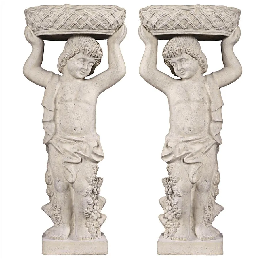 Design Toscano- Young Bacchus with Basket Planters Garden Statues: Set of Two