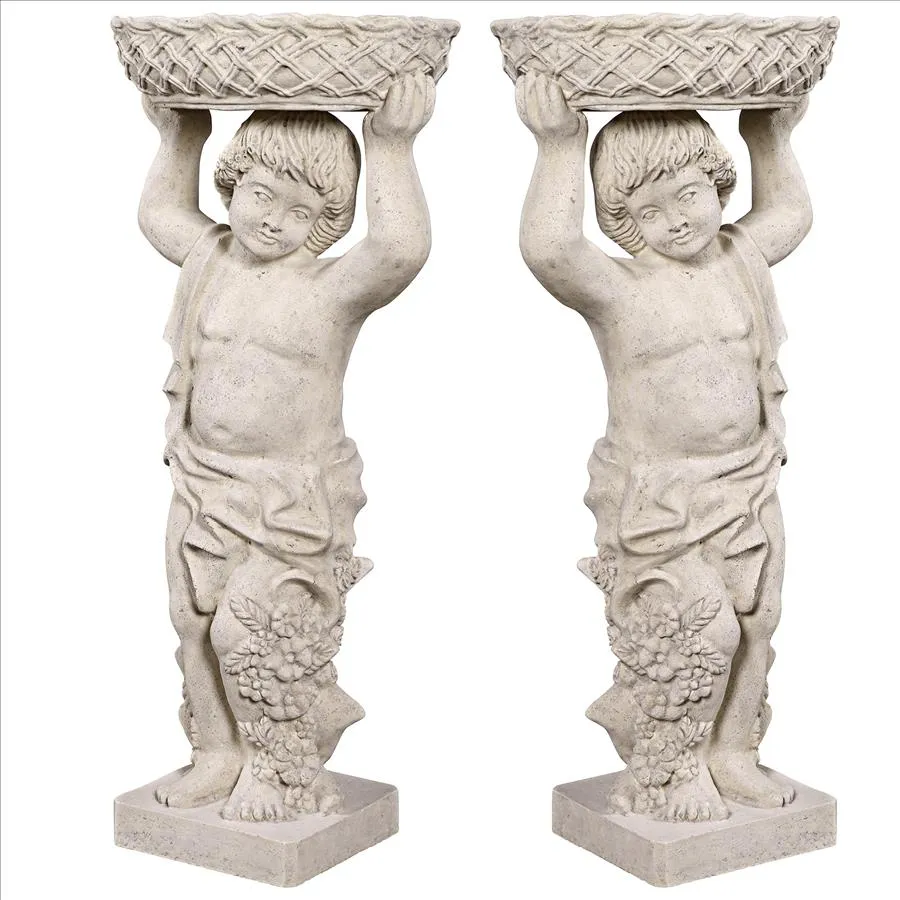 Design Toscano- Young Bacchus with Basket Planters Garden Statues: Set of Two