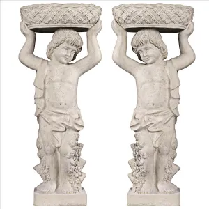 Design Toscano- Young Bacchus with Basket Planters Garden Statues: Set of Two