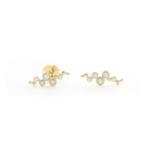Diamond Milgrain Bezel and Ball Earrings