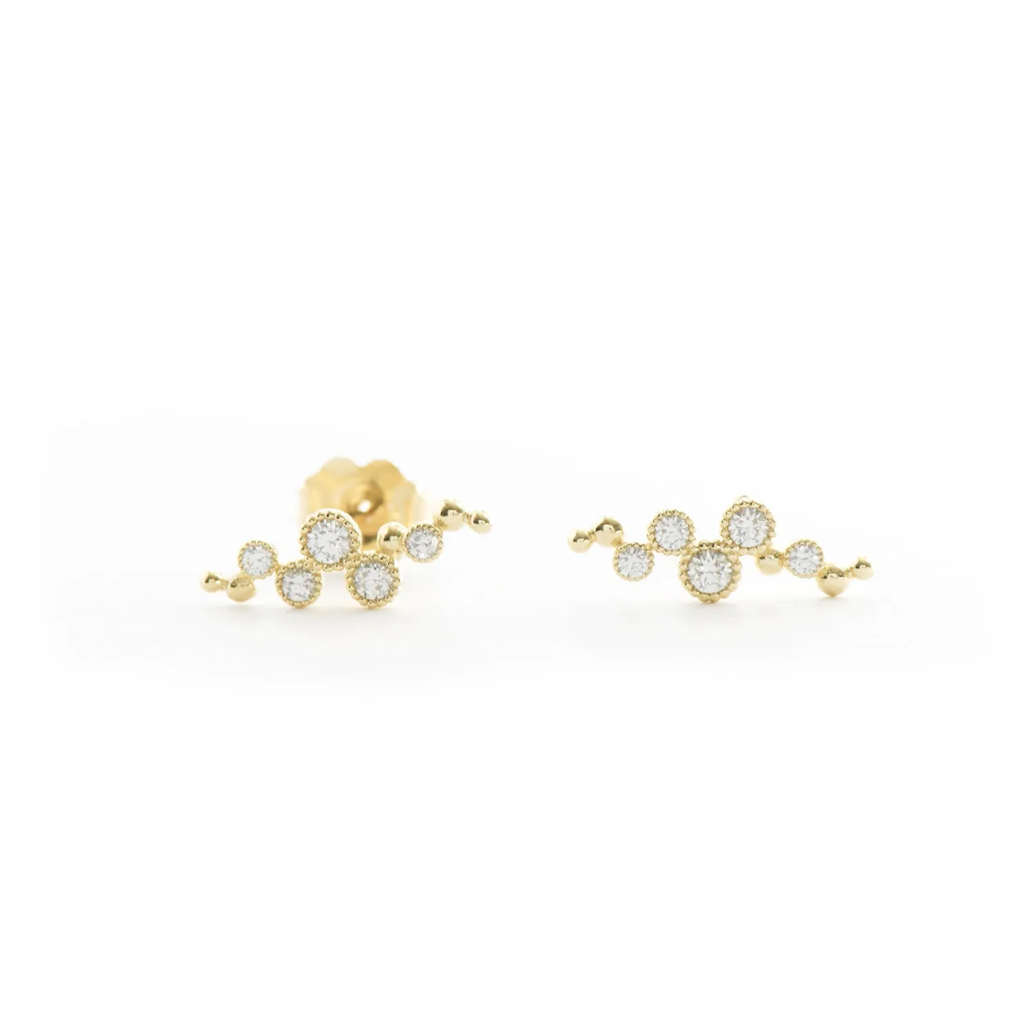 Diamond Milgrain Bezel and Ball Earrings