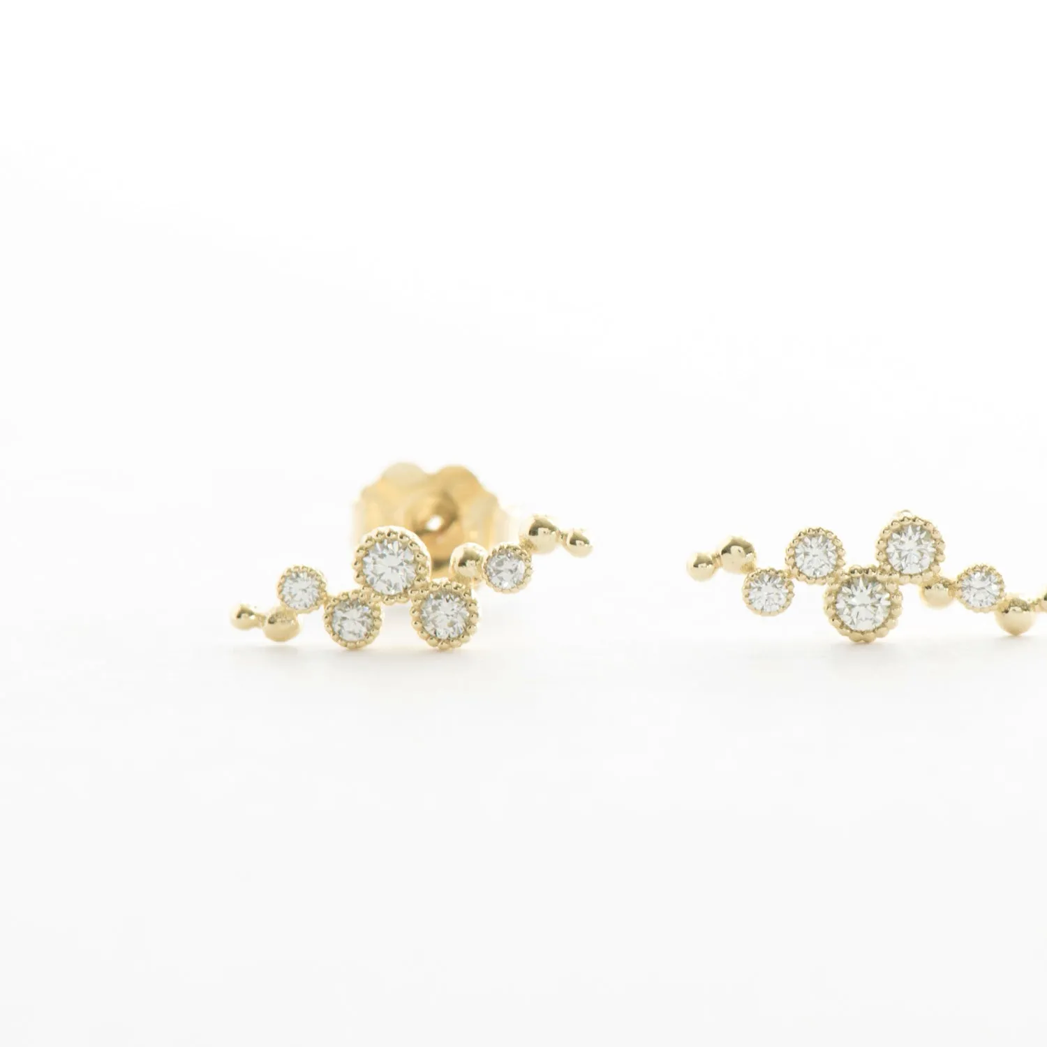 Diamond Milgrain Bezel and Ball Earrings