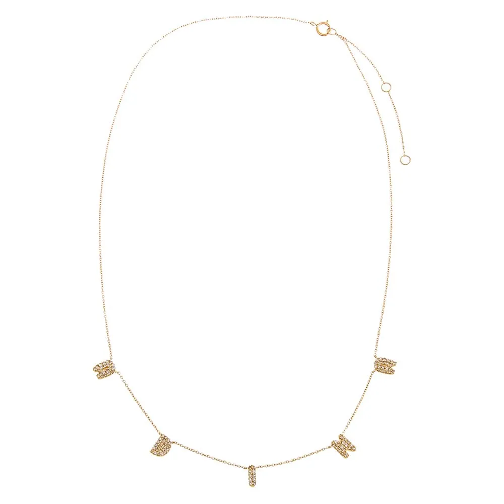 Diamond Pave Bubble Scattered Name Necklace 14K