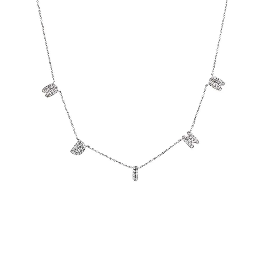 Diamond Pave Bubble Scattered Name Necklace 14K
