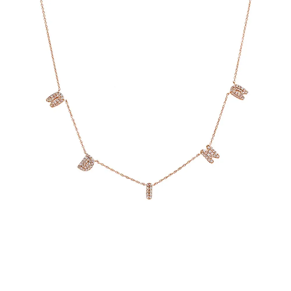 Diamond Pave Bubble Scattered Name Necklace 14K