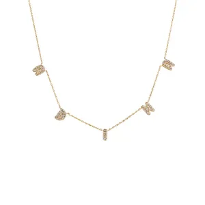 Diamond Pave Bubble Scattered Name Necklace 14K