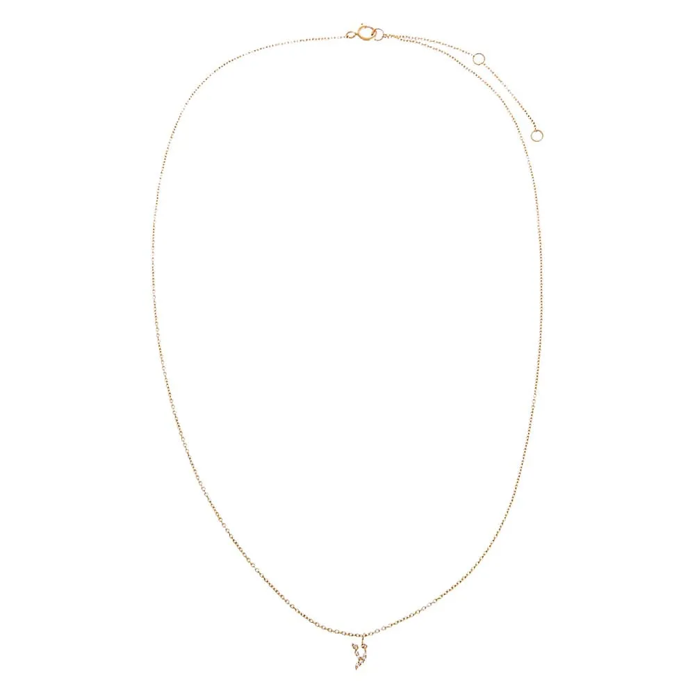Diamond Pave Hebrew Initial Necklace 14K