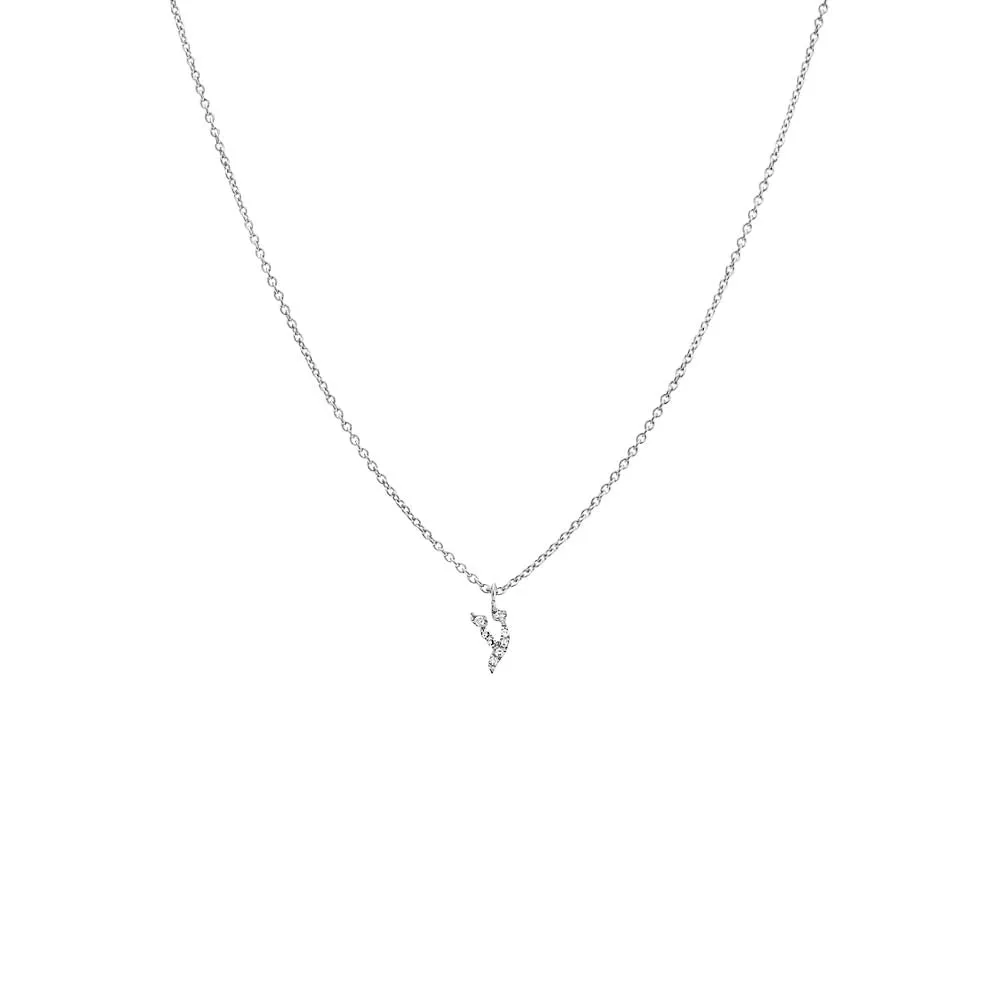 Diamond Pave Hebrew Initial Necklace 14K