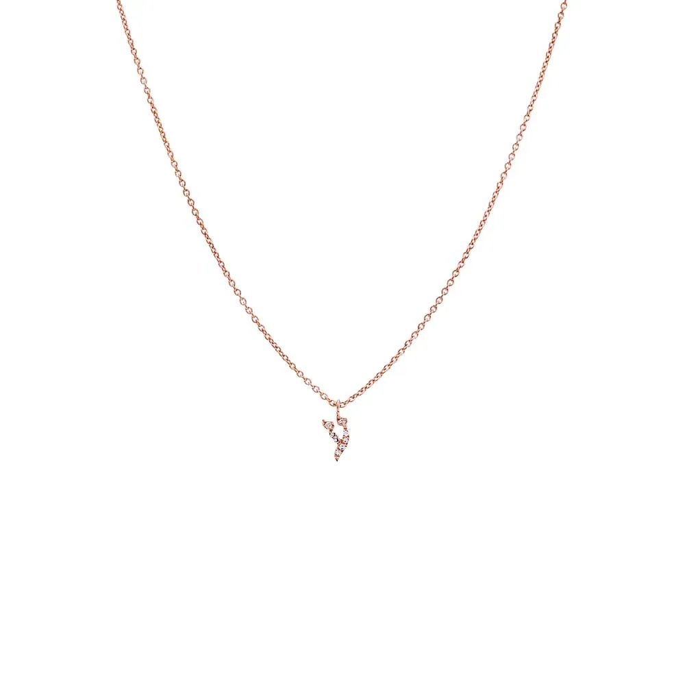 Diamond Pave Hebrew Initial Necklace 14K