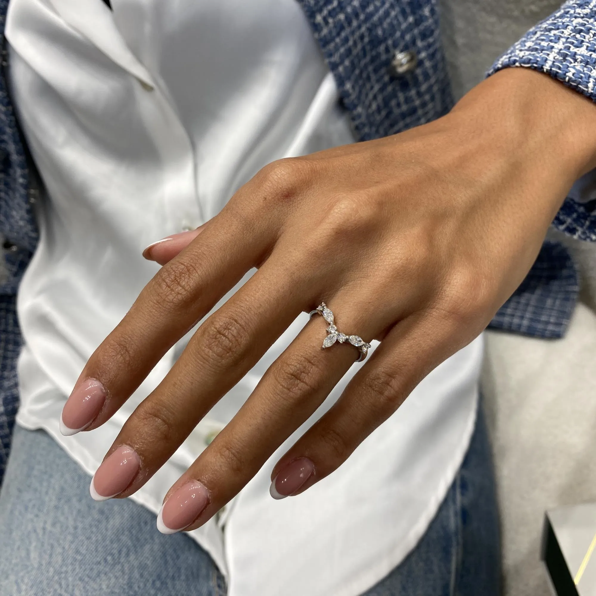 Diamond Statement Ring 0.56 Carat White Gold 14K