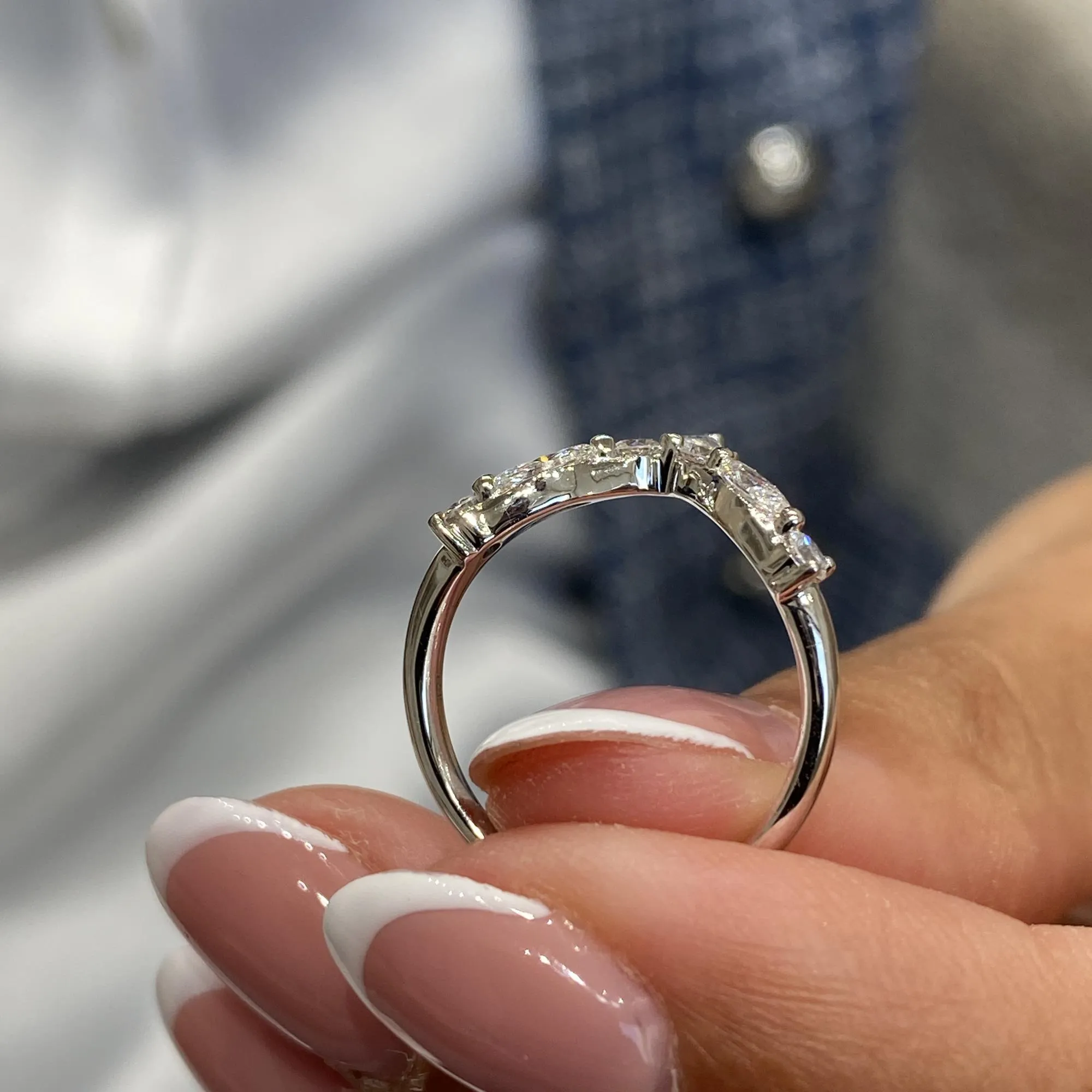 Diamond Statement Ring 0.56 Carat White Gold 14K