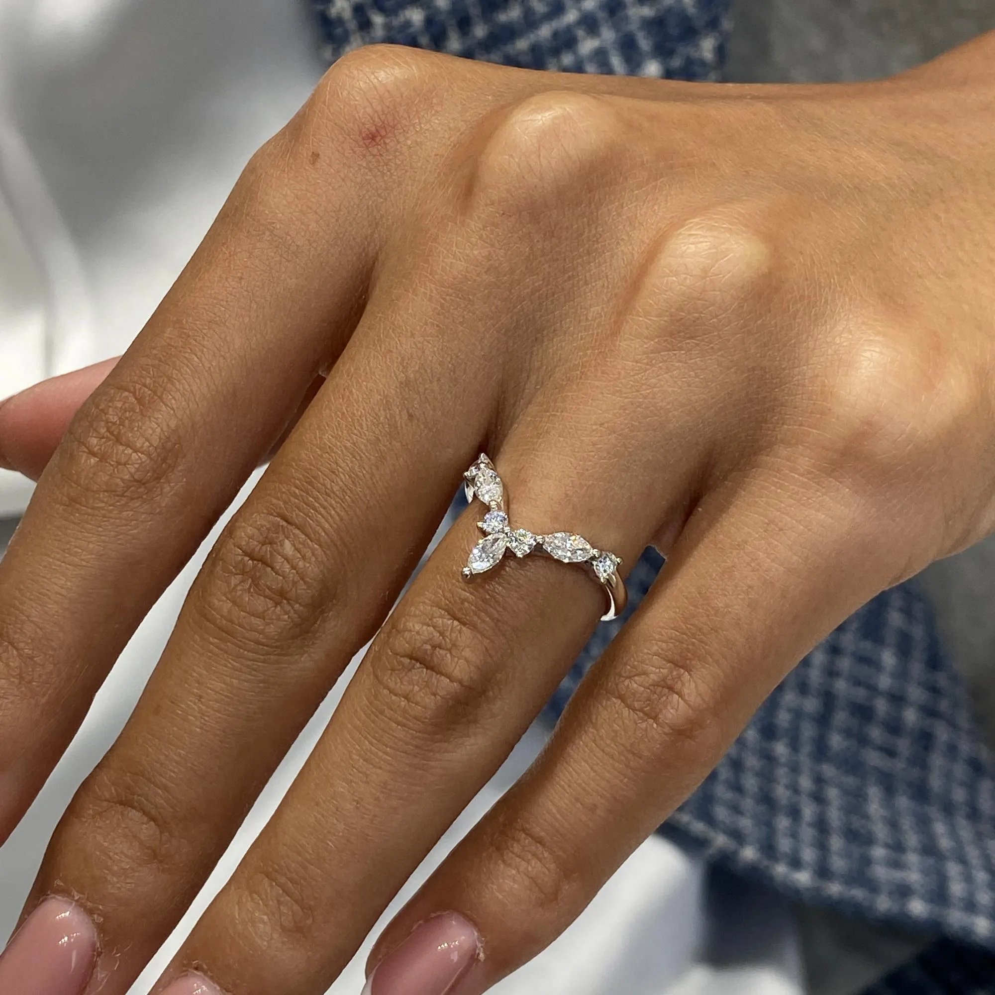 Diamond Statement Ring 0.56 Carat White Gold 14K