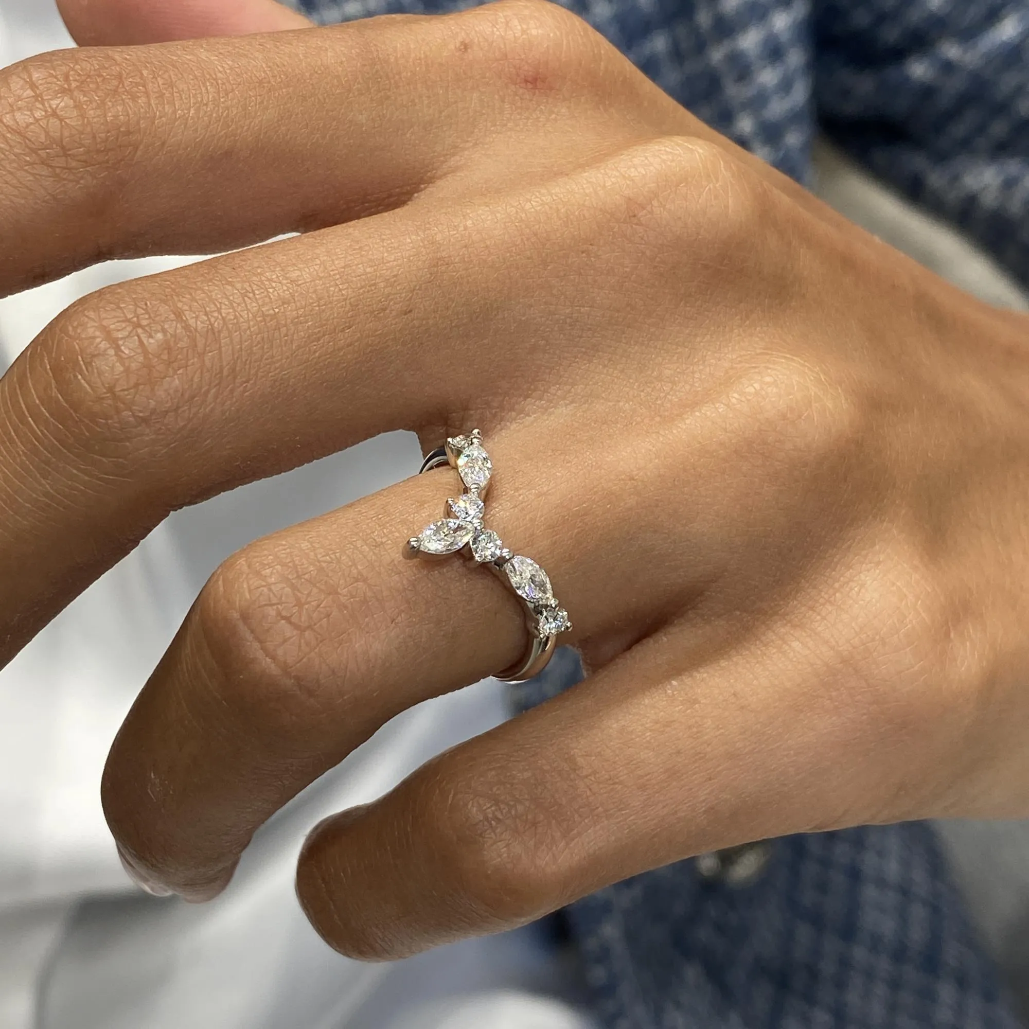 Diamond Statement Ring 0.56 Carat White Gold 14K