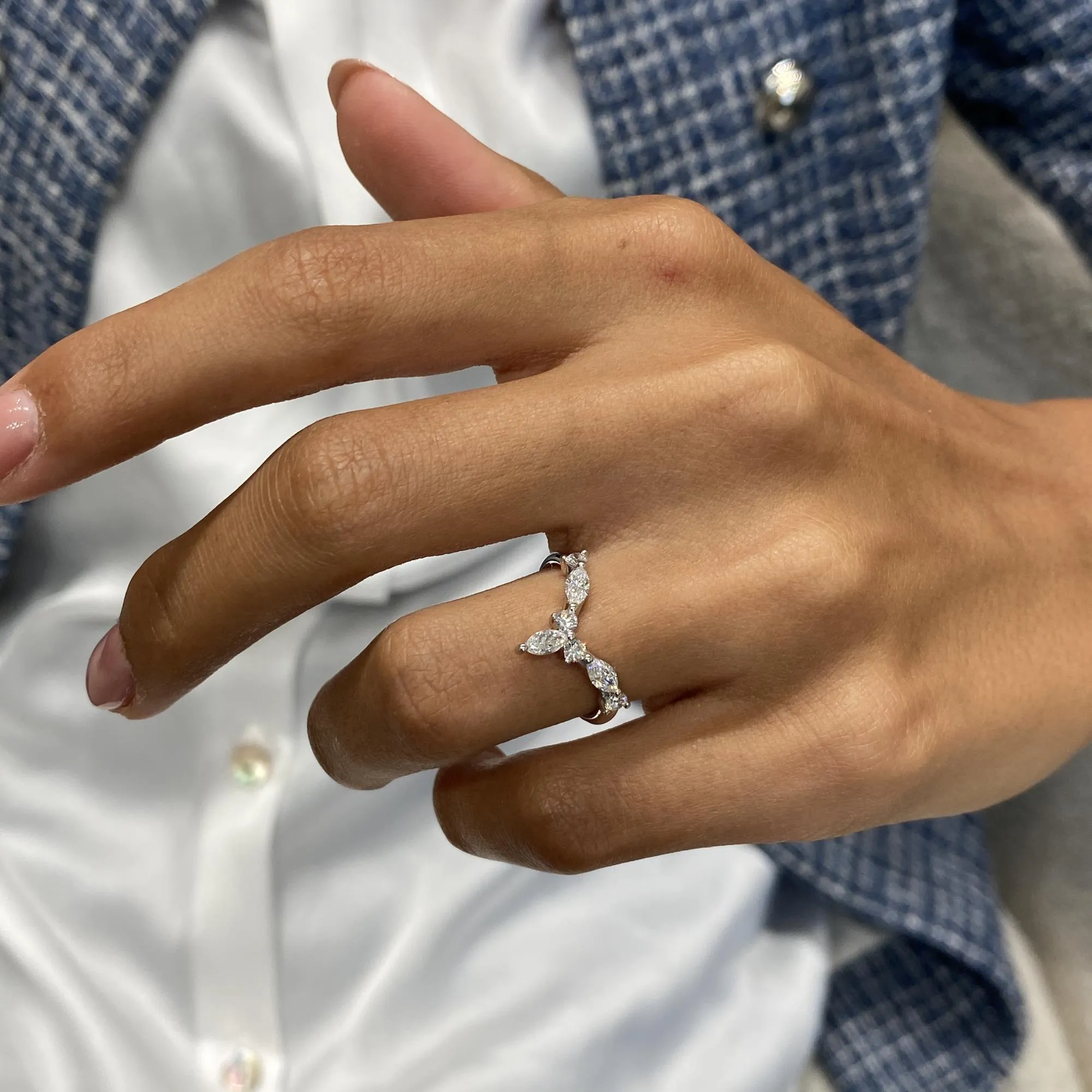 Diamond Statement Ring 0.56 Carat White Gold 14K